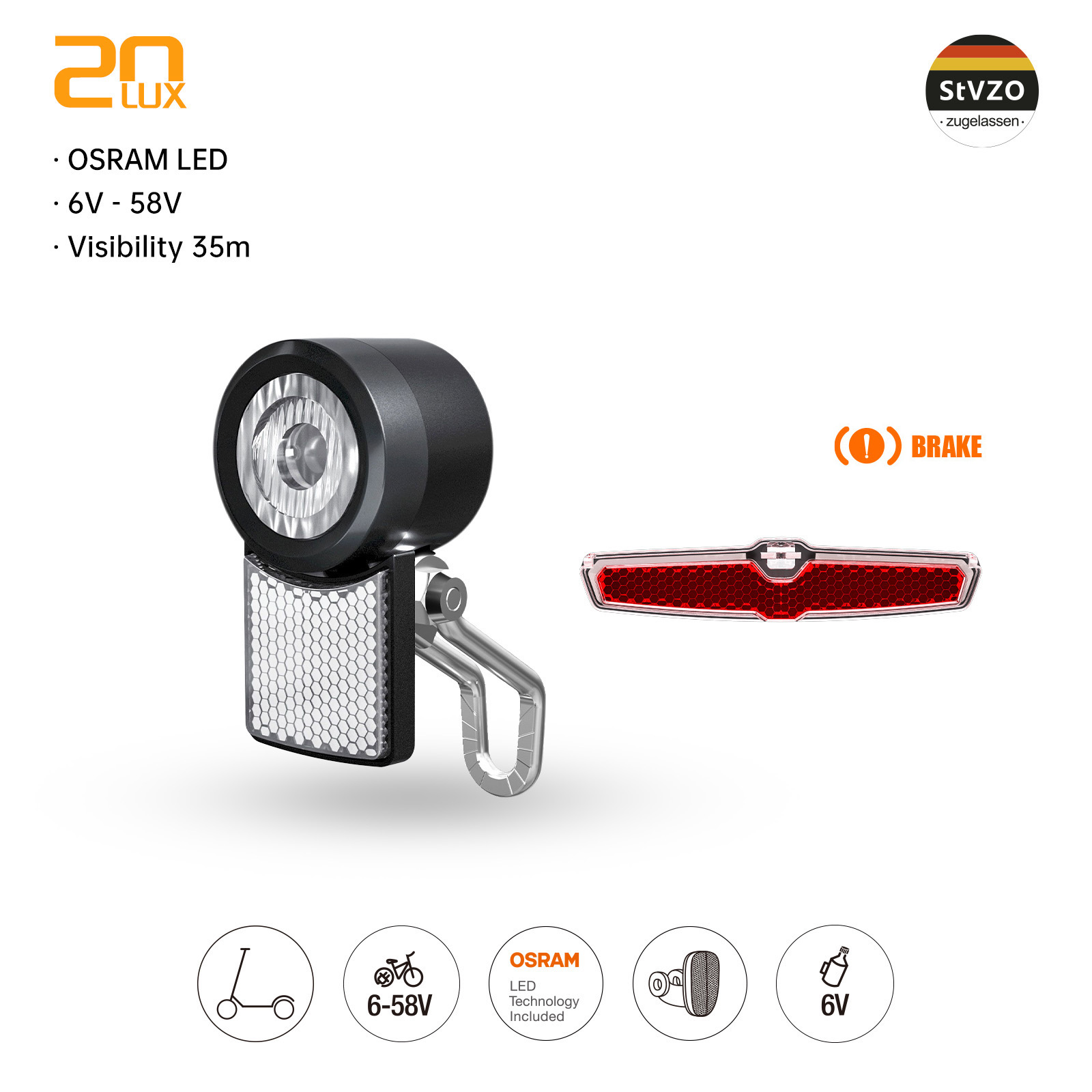Bike Dynamo Light - Set di Luci LED per Bicicletta